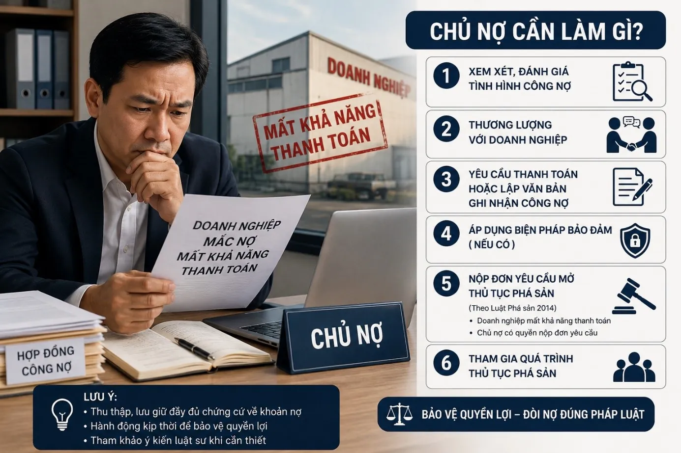 Chủ nợ làm gì khi doanh nghiệp mắc nợ mất khả năng thanh toán?