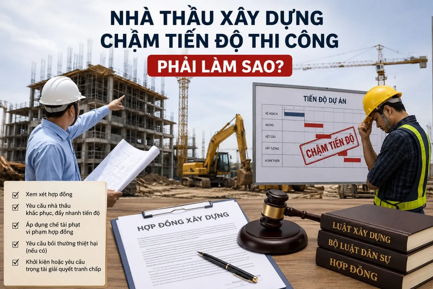 Nhà thầu xây dựng chậm tiến độ thi công phải làm sao?