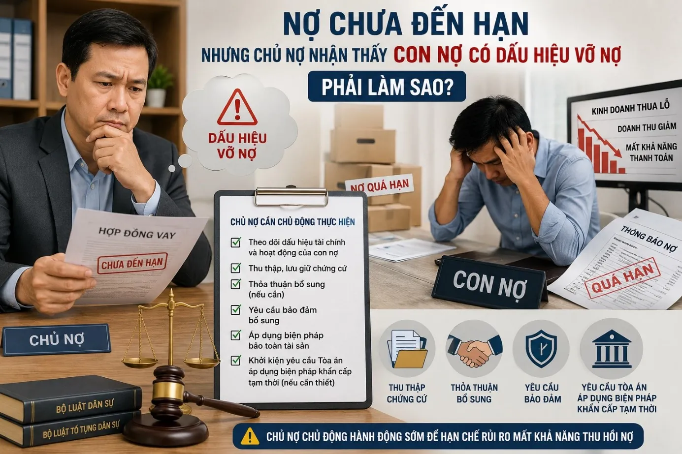 Nợ chưa đến hạn nhưng chủ nợ nhận thấy con nợ có dấu hiệu vỡ nợ phải làm sao?