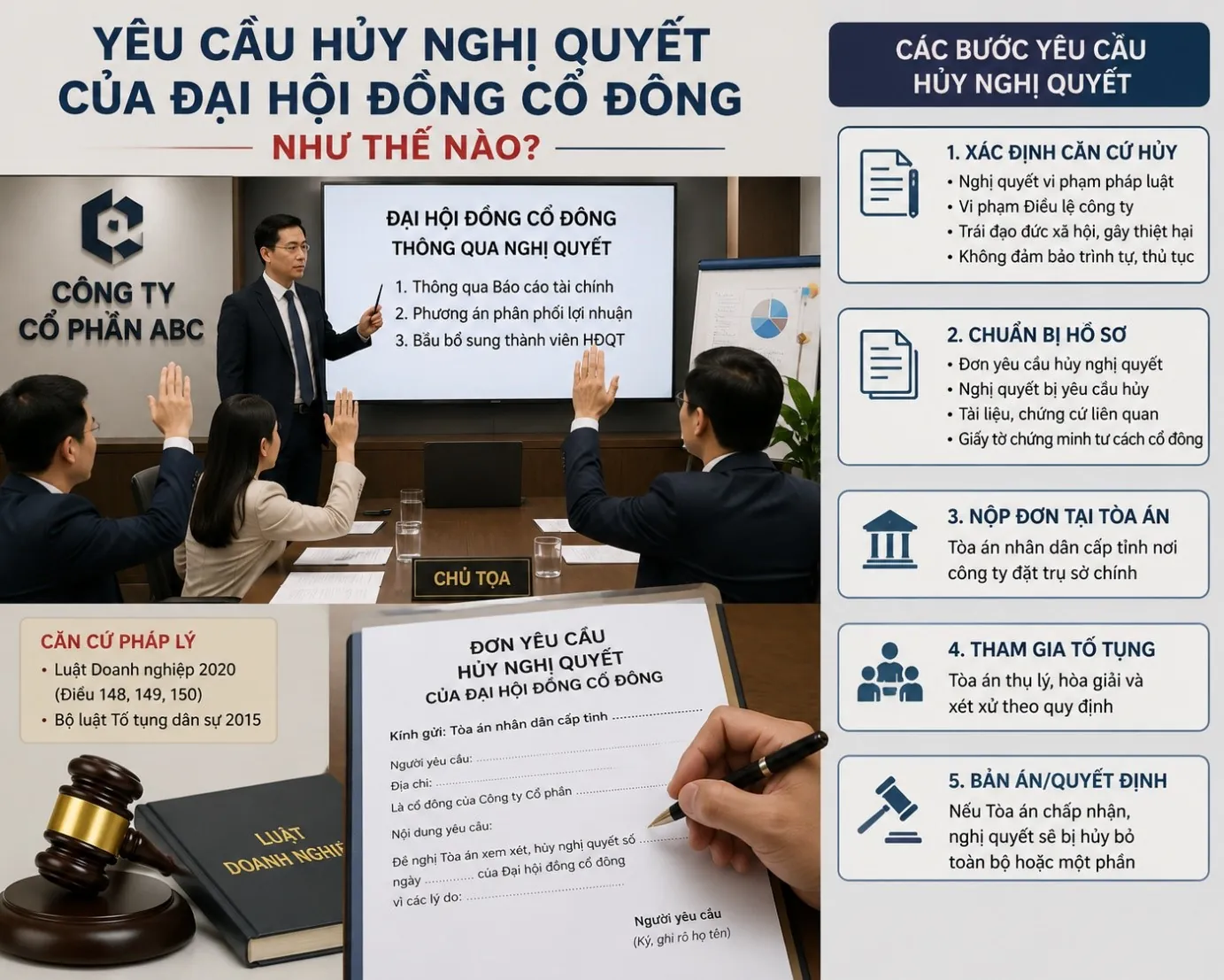 Yêu cầu hủy nghị quyết của Đại hội đồng cổ đông như thế nào?
