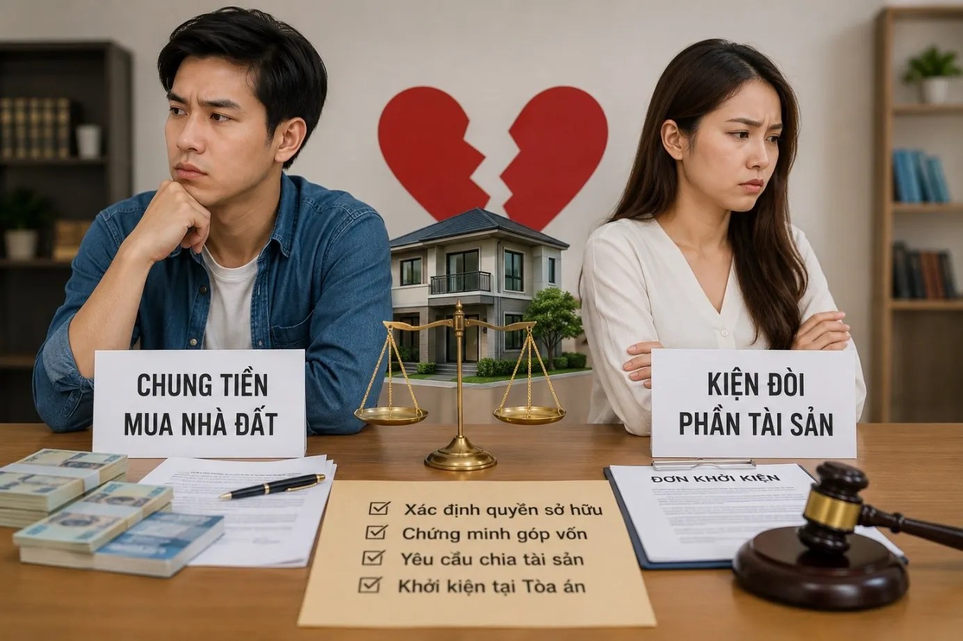 Yêu nhau chung tiền mua nhà đất, khi chia tay kiện đòi thế nào?