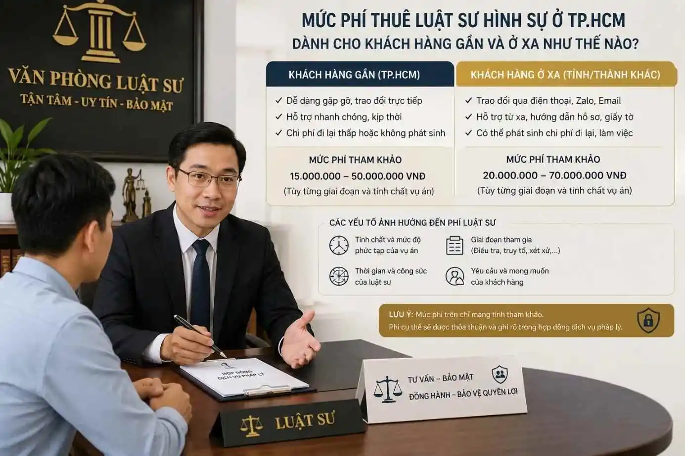 Mức phí thuê luật sư hình sự ở TP.HCM – dành cho khách hàng gần và ở xa như thế nào?