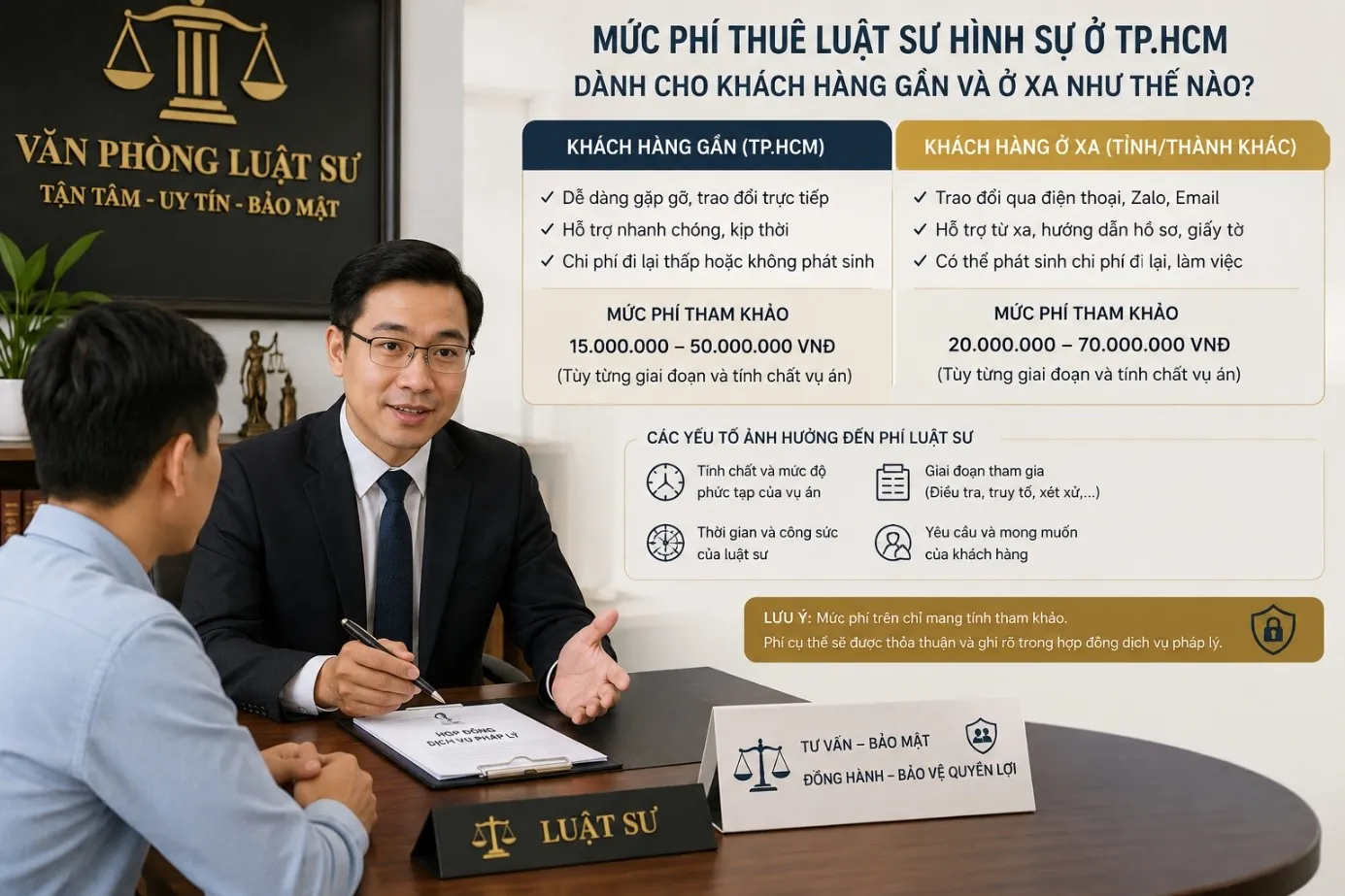Mức phí thuê luật sư hình sự ở TP.HCM – dành cho khách hàng gần và ở xa như thế nào?