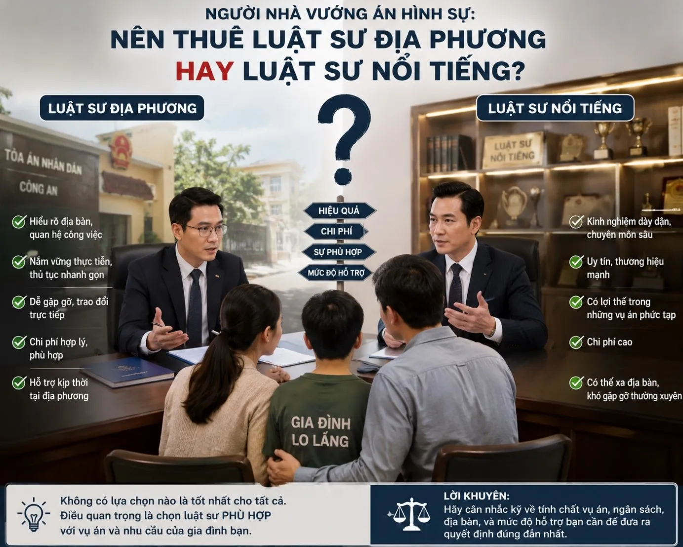 Người nhà vướng án hình sự: Nên thuê luật sư địa phương hay luật sư nổi tiếng?