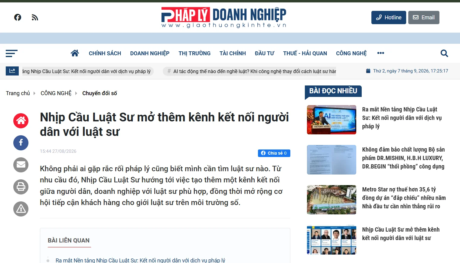Nhịp Cầu Luật Sư mở thêm kênh kết nối người dân với luật sư